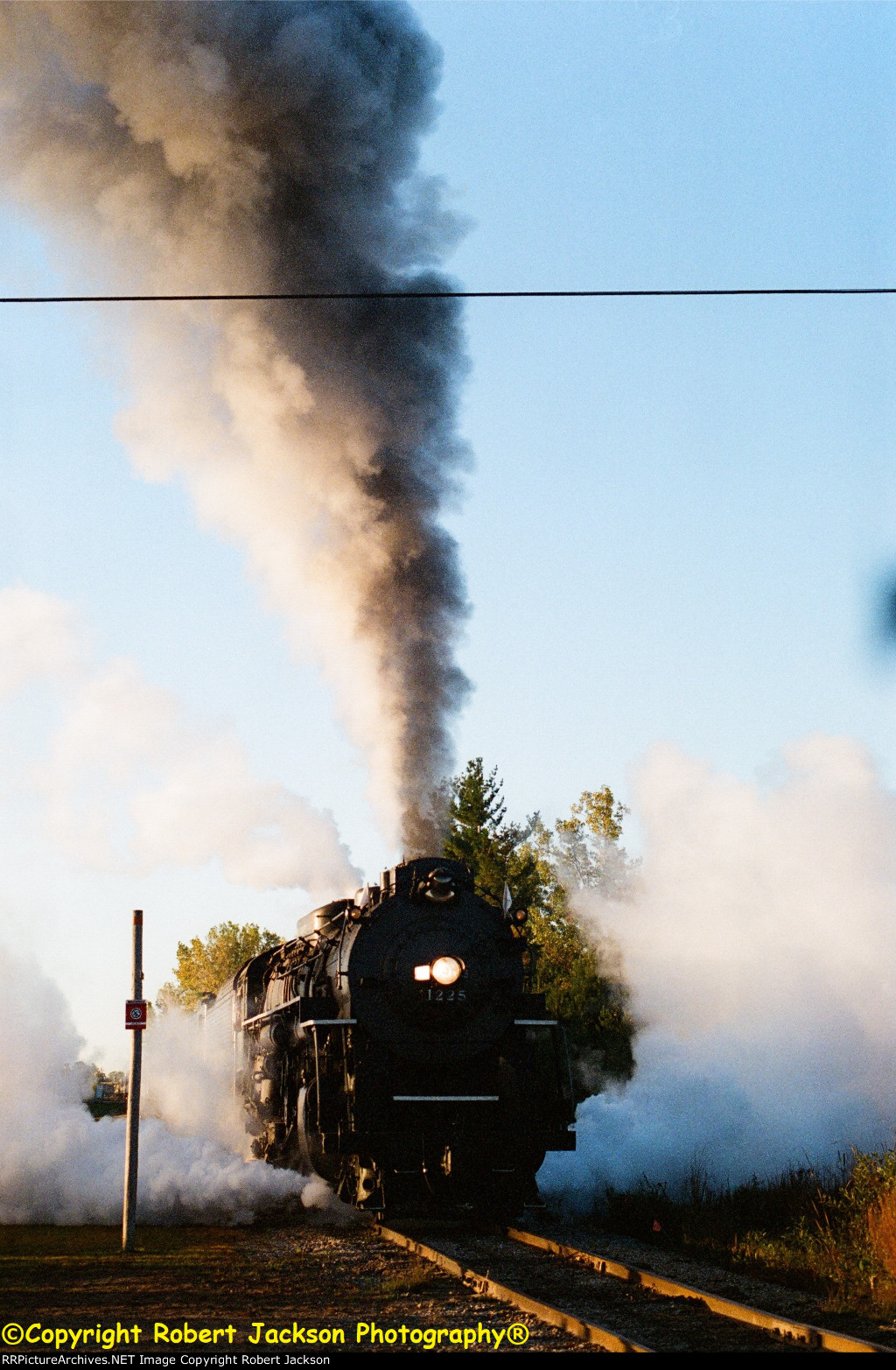 SEQUENCE SHOT #2--1225 steam train heads north on Lake State Railway!!!! 